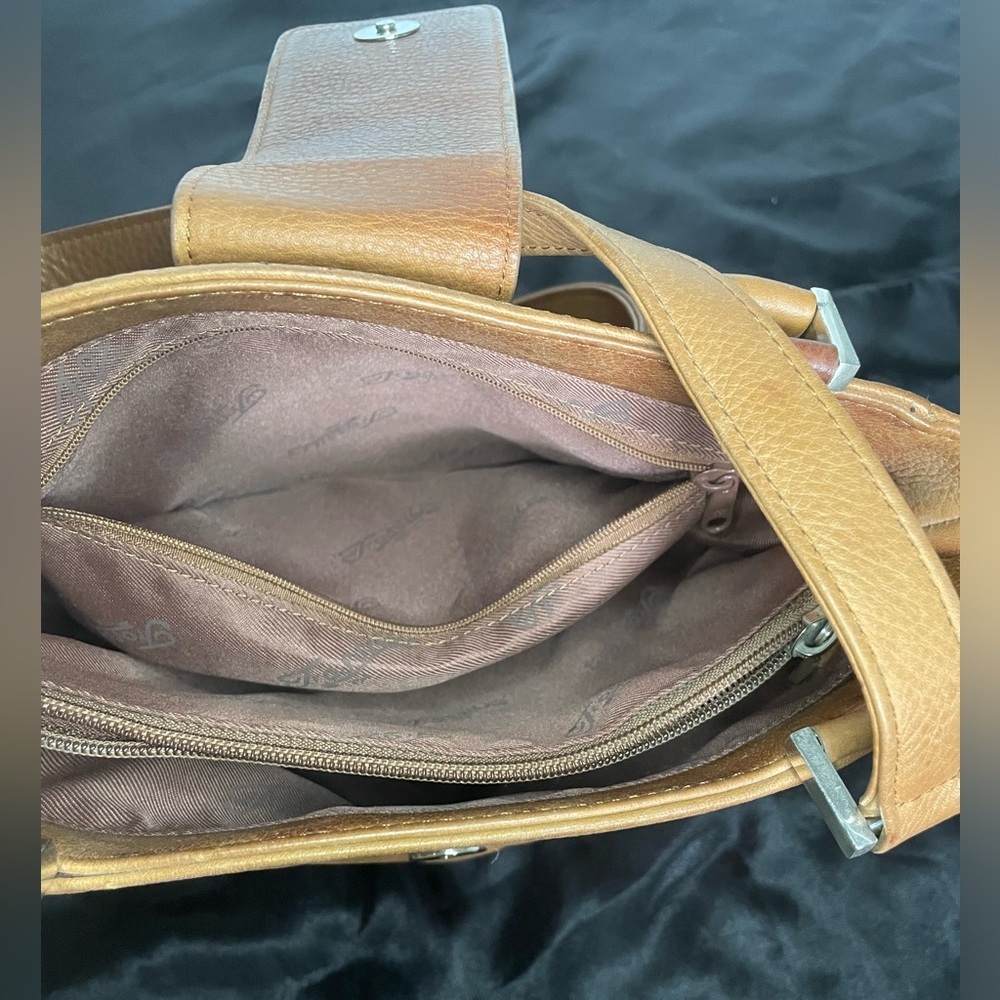 Fossil Leather Shoulder Bag Tan Genuine Real Leather Bag - Picture 7 of 10
